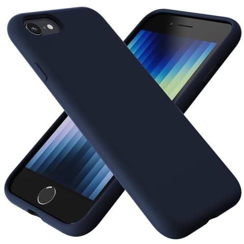 TAXXOE Liquid Silicone Case Compatible with iPhone SE 2020/2022, iPhone 8/7, 4.7 Inch, Soft-Touch, Shockproof, DustProof, Antiskid Full Body Phone Cover for iPhone SE - Dark Blue