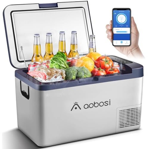 AAOBOSI Frigo Portatile 25 litri, 12V/24V DC 230V AC Frigoriferi Portatile, Elettrico Frigo Elettrico Congelatore Portatile per Auto Camion Picnic Campeggio da -20℃ a 20℃