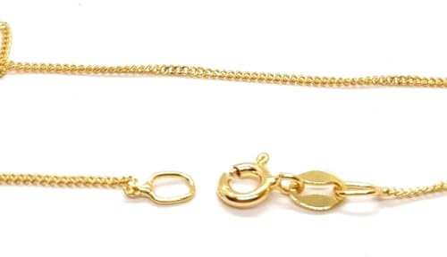 Markylis - Solid Italian 18ct Gold on Sterling Silver Curb Link Necklace Chain for Women and Ladies - 1mm - 20inch - 20