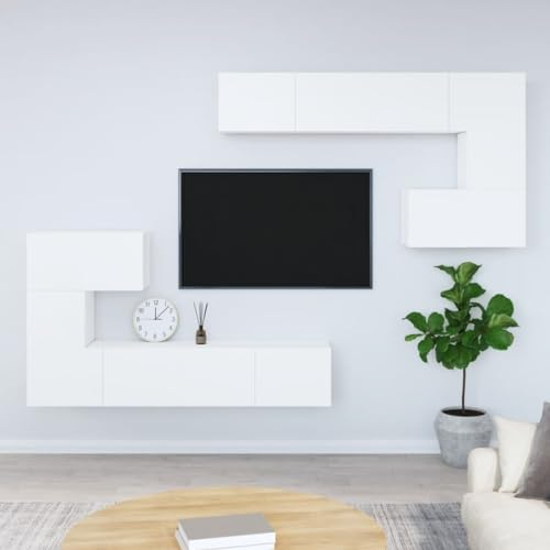 BUKSCYJS Tv Eckschrank,Tv Table,Tv Schrank Hochglanztv-Wandschrank Weiß Holzwerkstoffgeeignet FüR Wohnzimmer, Schlafzimmer, Empfangsraum, BüRo, Arbeitszimmer