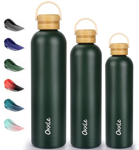 Gourde isotherme en acier inoxydable avec poignée - Anti-fuite - 750 ml - Sans BPA - Convient pour les boissons gazeuses - 12 heures pour chaud/24 h froid