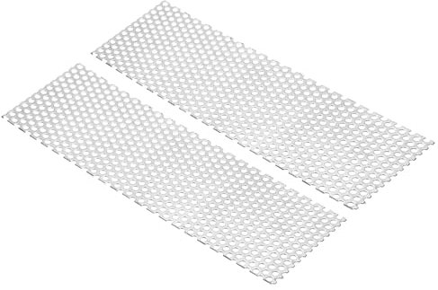 PATIKIL Chapas de Metal Perforadas de 300 mm x 100 mm, 2 Piezas 16 Ga 8 mm con Orificio 304 Placa de Metal Perforada Expandida Escalonada de Malla de Acero Inoxidable