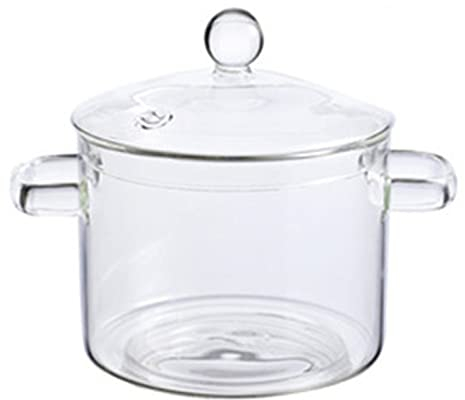 Reuvv Pentola in vetro, pentola in vetro per cucinare più spessa e pesante, in silicone ad alto boro, per l'uso su fiamme libere e piani cottura a gas