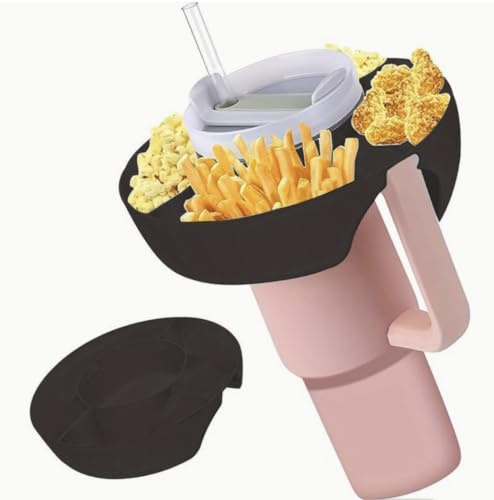 Stanley,Snack Tray with Handle,Tumbler Snack Bowl Snack Tray, 3 Compartment Snack Tray for Stanley Cup, Fits Any 40 oz Tumbler Cup Accessories 3+ Colours (Black)