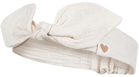 Smarilla Stirnband Kopftuch Sommermütze Babymütze Mädchenmütze Musselin, Farbe: Creme, Bekleidungsgröße: 50-52