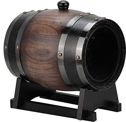 3L Vintage Striped Black Oak Red Wine Weinzubehör Vintage mit Hahn Weinfass Brandybehälter Weinkübel Holz Weinfass für Whisky