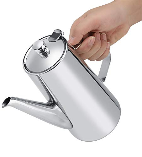 POTRUWE Tetera de Acero Inoxidable de 2 Litros, Tetera para Estufa, Cafetera, Tetera, Tetera de Acero Inoxidable, Boquilla Corta Fría para el Hogar, Cocina, Hotel (2L boca larga)