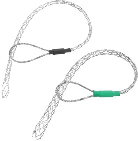 sourcing map Cable Pulling Grip for 6-10mm+12-15mm Cable(Black+Green) 26/37cm,0.85/1.21FT Wire Mesh Puller Socks Grip Single Head Galvanizing Steel Wire Grips Net Cover Smooth