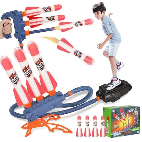 Milifox 2 in 1 Kids Rocket Launcher,Outdoor Foam Rocket Launcher for Boys,Sturdy Gift for Kids