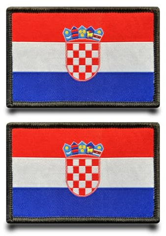 2 Stück Kroatien Flagge Patch Abnehmbare Aufnäher mit Stickereiverschluss Applikation Taktisch Militär Patch für Kleidung Rucksäcke Jacke Taschen Weste