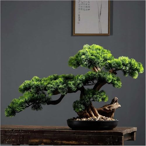 DZZTHSH Artificial Bonsai Tree 17 Inches - Realistic Fake Pine Tree for Zen Garden Décor - Potted House Plant for Desktop Display - Greenery Fake Plant Decoration