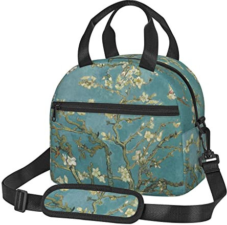 JBYJBX Lonchera térmica con estampado de flores de almendro para mujeres y hombres, versátil