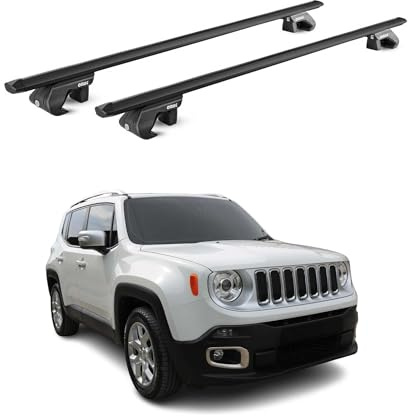 OMAC Dachträger für Jeep Renegade 2015-2025 Aluminium Schwarz | TÜV geprüft, bis 90 kg Traglast, T-Nut-Befestigung, für Standard-Dachreling geeignet, Querträger, Grundträger