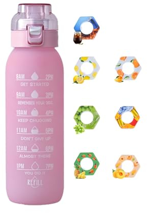 CFGYHN Luft Wasserflasche 1000ml Sport Air Wasserflasche mit 7 Geschmackskapseln Fruchtduft Trinkflasche BPA-frei 0 Zucker 0 Kalorien Fitness und Outdoor F