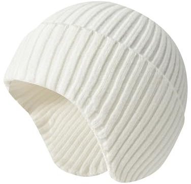 Irzaki Bonnet d'hiver chaud avec cache-oreilles pour hommes et femmes Casquettes tricotées thermiques, Blanc., taille unique