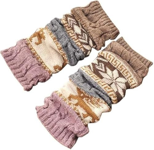 1 Paar Weihnachten Stulpen Beinwärmer Legwarmers Strickstulpen Winter Bein Lange Gestrickte Socken Häkeln Stricken Kniestrümpfe Stricksocken Wintersocken Für Damen Mädchen (Khaki, Einheitsgröße)