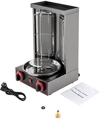 Edelstahl DöNergrill Rotisserie Gyrosgrill Tischgrill Gas Kebab Machine FüR HäHnchen Truthahn Tacos Kebap Vertikal Maschine HäHnchengrill Kebabgrill Gyros GeräT FleischbräTer Grill DöNerspieß 3000W