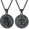 JewelryWe Satan Ziege Halskette Herren: Schwarz Edelstahl Baphomet Satanische Ziege Engelsflügel Leviathan Kreuz Runde Anhänger Kette Gothic Luzifer Kirche Amulett Satanismus Schmuck