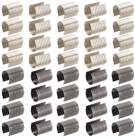 PATIKIL Clip de Cuerda de Cuero de 16x12mm, 120 Piezas de Tubos Cilíndricos de Metal para Remaches Plegables de Extremo para Hacer Joyas, Cordones de Cuero de Borla, 2 Colores
