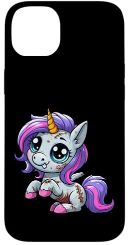 Niedliches Zombie-Einhorn Cartoon Kawaii-Stil Hülle für iPhone 14 Plus