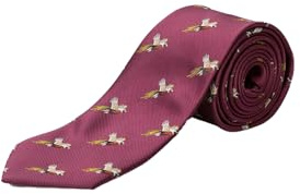 Rydale Pheasant Shooting Tie Country Game Bird Hunting Ties 2 Colours (Claret)