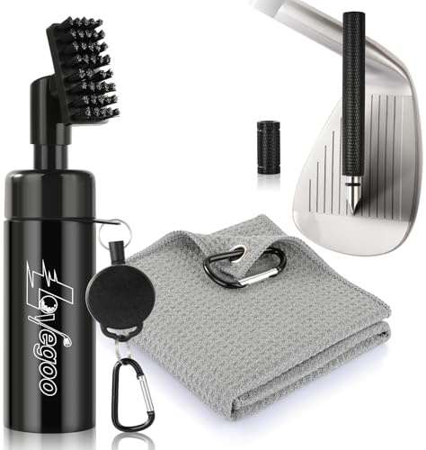 Lovegoo Golf Club Cleaner 3-in-1 Golf Club Cleaning Kit Includes Golf Club Brush wtih 5 Oz Water Groove Sharpener Tool and Golf Towel - Essential Golf Accessories & Gifts for Golfers