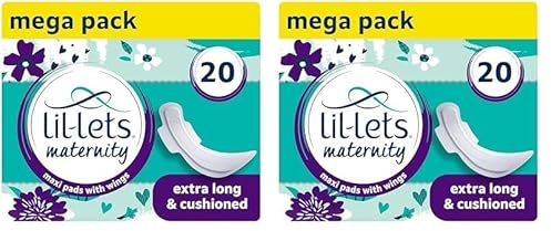Lil-Lets Maternity Pads, Extra Long Maxi Thick Towels X 20, with Wings, 4 Packs of 10 Postpartum/After Birth Essential