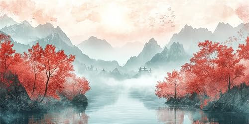 Peinture Numero Adulte, Les Montagnes Peinture par Numéro Débutants, Mangrove DIY Activité Manuelle Adulte avec Acrylique Pigments et Pinceaux Décoration Maison Cadeaux, Sans Cadre 70x140 cm Z-1495