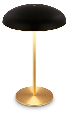 BRILONER - Rechargeable LED Table lamp IP44 with Light Edge, Touch, Replaceable Battery, LED Light, Battery Table lamp, Bedside, no Cord, 19.5x30.5 cm, Black Brass