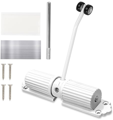 Les-Theresa Automatic Gate Spring Door Closer Adjustable Gate Closer Heavy Duty with Rod and Screws Door Spring Closers for Interior Door Commercial & Home Use (White)