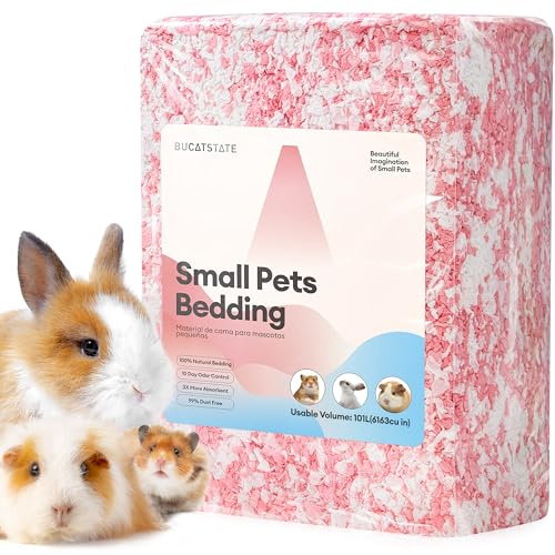 BUCATSTATE Hamster Paper Bedding 101L, 99% Dust-Free Odor Control (Pink) | Guinea Pig Bedding Paper Bedding, Cozy Small Animal Bedding Bulk for Rabbit Rat Syrian Dwarf Hamsters Gerbils