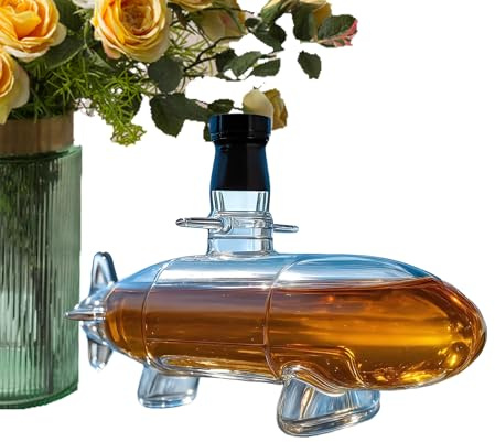 Whiskey-Dekanter – transparenter Weindekanter in U-Boot-Form, auslaufsichere Whiskey-Flasche, dekorative U-Boot-Form, Party, Bar, Reisen, Camping, Einweihung, Zuhause, Tischakzent, leicht