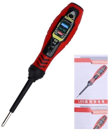 Fafeicy Spannungstester Stift mit Schraubendreher, 2-in-1-Elektro-Tester für den DIY-Gebrauch zu Hause, NCV-Erkennung, TRI-Farb-LED-Indikatoren, Leichtes Design für (Roter pH (Standard -LED -Licht))