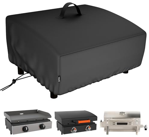 EVRBUL Tragbare Grillplattenabdeckung Passt Für Blackstone Und Pit Boss 2-Brenner Tischgrillplatte, 420D Tischgrillabdeckung Passt Für Royal Gourmet Und GasOne 3-Brenner Flachgrill Gasgril