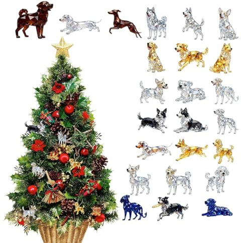 Adventskalender Hund im Jahr 2025 | Charme Acryl 2D Dekoration – Countdown Anhänger 24 Tage für Hundeliebhaber, für Haus, Weihnachtsbaum, Rückspiegel, Auto, Fenster, Tür