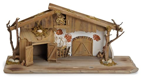 matches21 HOME & HOBBY XXL Weihnachts-Krippe 60 x 27 cm - Große Holz-Krippe als innen Fensterdeko Tisch-Krippe
