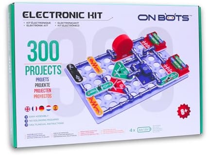 OnBots 300 STEM Electronics Kit | for Kids Age 8 + | Build 300 Science Projects to Learn Circuits & Engineering | 60 Parts & Full Colour Manual | Perfect Christmas and Birthday Gift for Boys & Girls