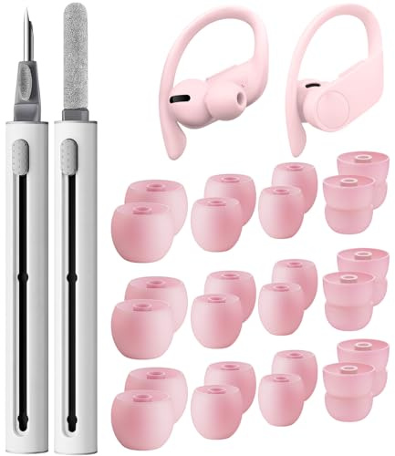 12 Pairs Replacement Ear Tips for Beats Earbuds with Powerbeats Pro/Beats Flex/Beats X Non-Slip, Silicone Earbuds Accessories with Cleaning Kit (Pink)