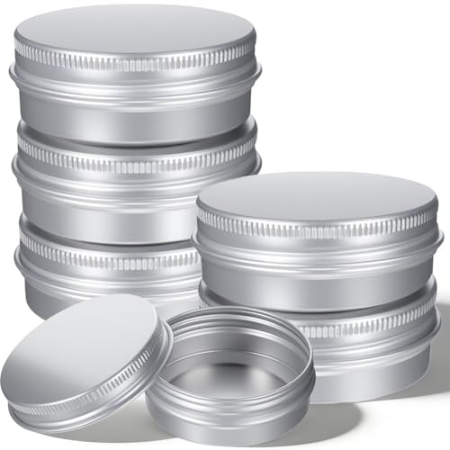 Lot de 6 petites boîtes en aluminium de 30 ml avec couvercle pour crème à remplir, portable, vides, en métal, pour lotion, mini bougies, cosmétiques