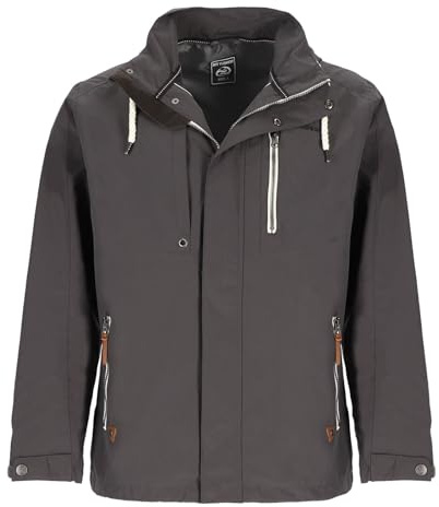 Dry Fashion Herren Funktionsjacke Rostock - Jacke in Anthrazit, Größe S | Wind- & wasserdicht, Atmungsaktiv, Verschweißte Nähte, 2-Wege-Reißverschluss, Kapuze abnehmbar, Reißverschluss-Taschen