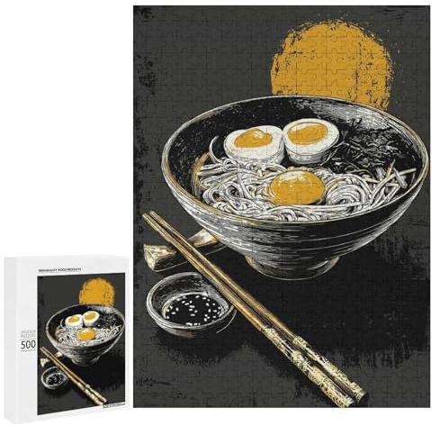 500 PCS Jigsaw Puzzles for Adults Ramen Bowl with Eggs And Chopsticks Jigsaw for Adults Brain Teaser Game Birthday Present Difficult And Challenge 500 PCS