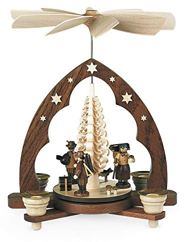 Mueller Weihnachtspyramide Waldleute, 1-stöckig, 28 cm hoch, natur, original Erzgebirge Seiffen