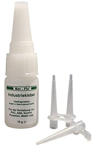 Ber-Fix Industriekleber Extra Stark Kunststoff 10g Sekundenkleber Set | 3 Dosierspitzen - Ideal für Metall, Kunststoff, Holz, Keramik Für Saubere, Exakte Verklebungen