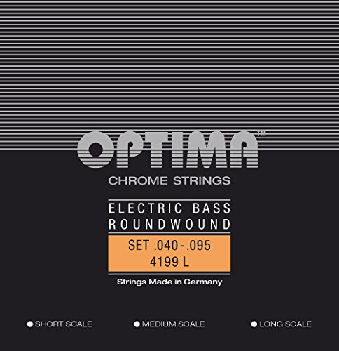 Optima cordes de basse électrique Chrome Strings. Round Wound short scale Jeu de 4 cordes à courte portée
