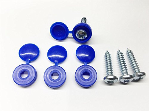 Caravan Trailer Board Licence Number Plate 4X Screws & 4X Caps - Colour Blue
