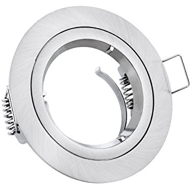 linovum Einbaustrahler Einbau Rahmen Edelstahl Optik gebürstet rund starr inkl. GU10 Fassung für LED oder Halogen