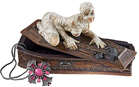 Design Toscano Fluch der Mumie Sarg-Box, Resin, Bunt, 9 x 20.5 x 12.5 cm