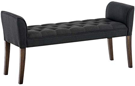 CLP Chaiselongue Cleopatra I Stoff-Bezug I Polsterbank, Farbe:dunkelgrau, Gestell Farbe:antik-dunkel