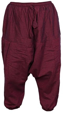 SHOPOHOLIC FASHION Children Hippie Harem Loose Boho Trouser Hippy Colorful Kids Retro Comfy Pants (S,Plain Maroon)
