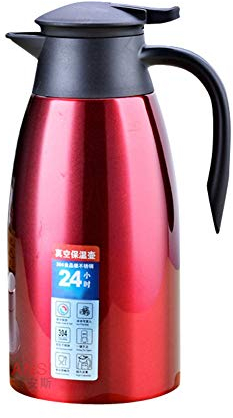 GUOCU Isolierkanne Edelstahl Quick Tip Verschluss Kaffee Thermos Kaffee Plunger Soft Grip,Rot,1.5 L（24 Hours Insulation）